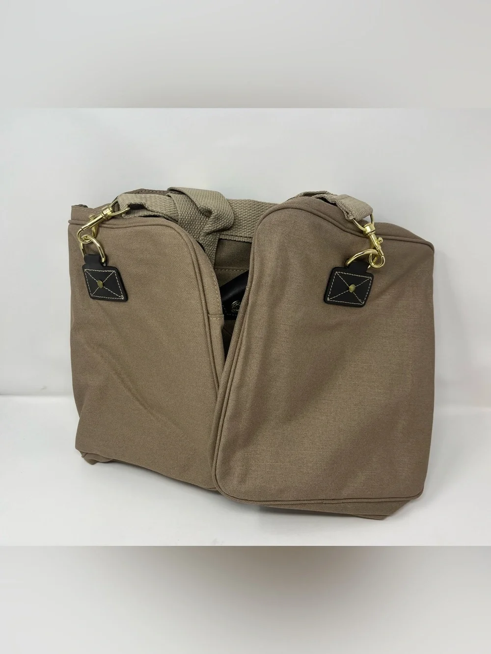 EDDIE BAUER FORD Canvas Leather Carry-On Duffel Shoulder Bag Made In USA NEW